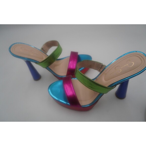 Jessica Simpson Sempira Metallic Rainbow Slip On Platform Block Heel Sandals 10 - Picture 6 of 16